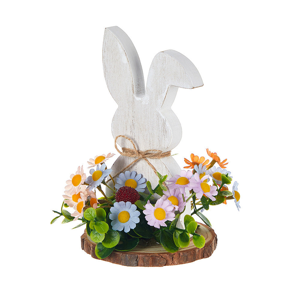 Easter Decoration Cute Cartoon Rabbit Wooden Decoration