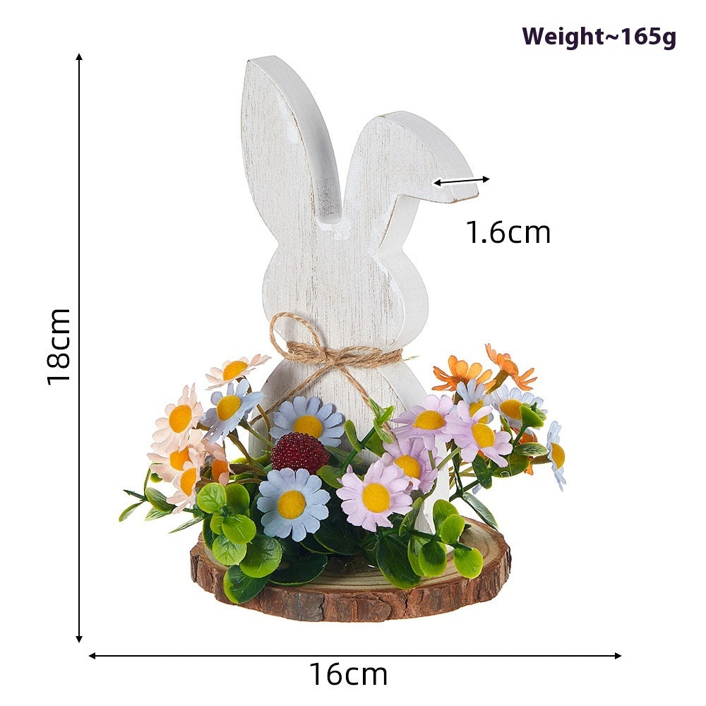 Easter Decoration Cute Cartoon Rabbit Wooden Decoration