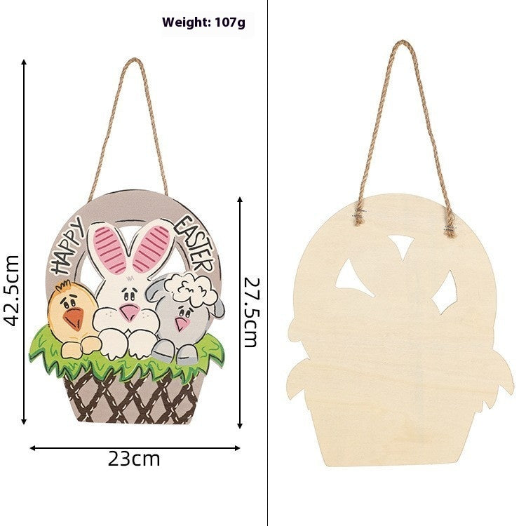 Easter Decoration Cute Cartoon Rabbit Wooden Decoration