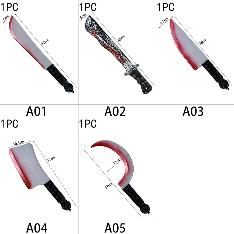 Halloween Bloody Fake Plastic Knife For Kids Toy Gift Horror Cosplay Costume Party Props Halloween Decorations 2024 Supplies