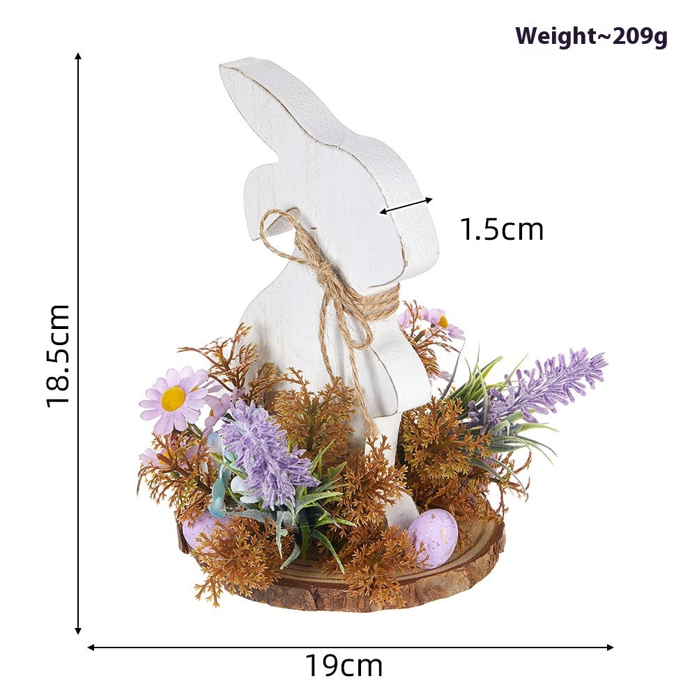 Easter Decoration Cute Cartoon Rabbit Wooden Decoration