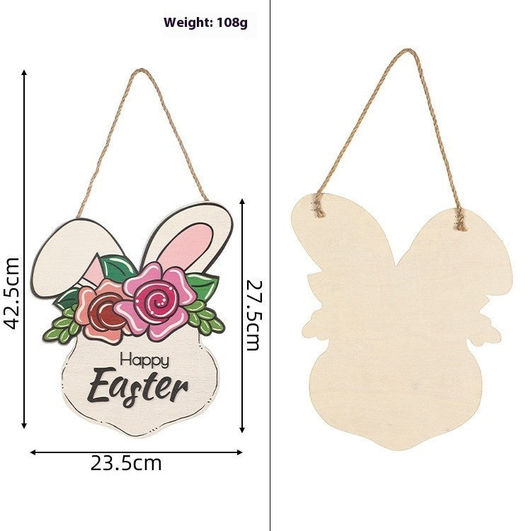 Easter Decoration Cute Cartoon Rabbit Wooden Decoration