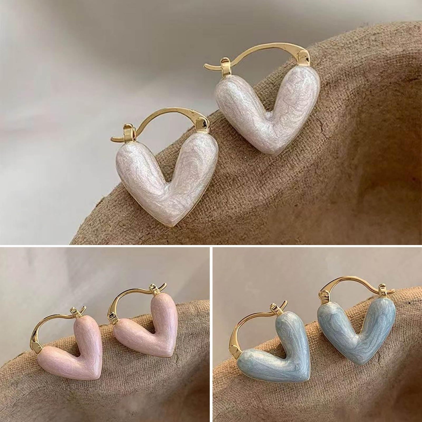 Fashion Jewelry Heart Pendant Drop Earrings For Women Summer Trinket Luxury Jewelry Vacation Accessories Enamel Earring